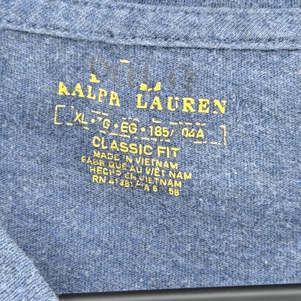 Polo Ralph Lauren Mens XL Blue Long Sleeve V-Neck T-Shirt Classic Fit Pony Logo
